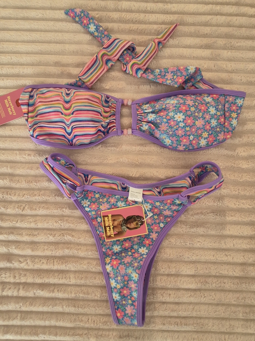 Strawberry Milk Mob Jelly Bean Top And Bottom Bikini Set Size Large